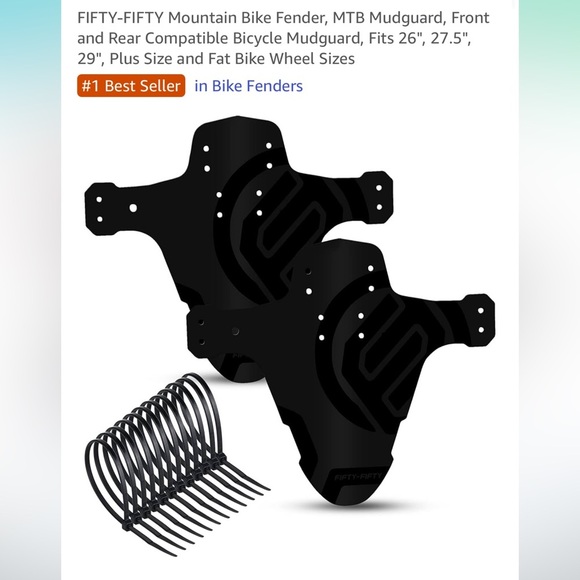 Fifty Fifty Bicycle Mudguards 2 Piece Black Mountain Bike Fender Set - Picture 2 of 5